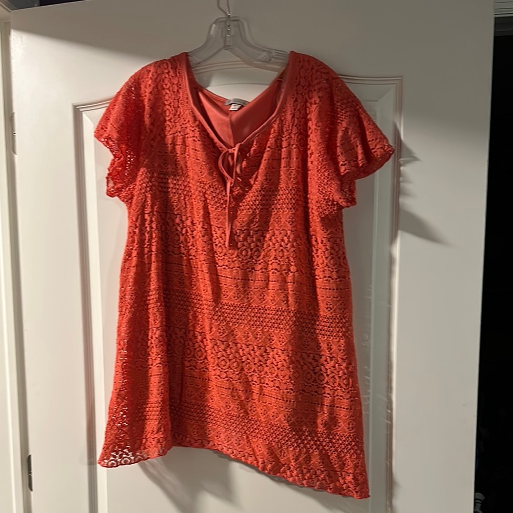 Dressbarn Coral Lace Blouse Size 1x